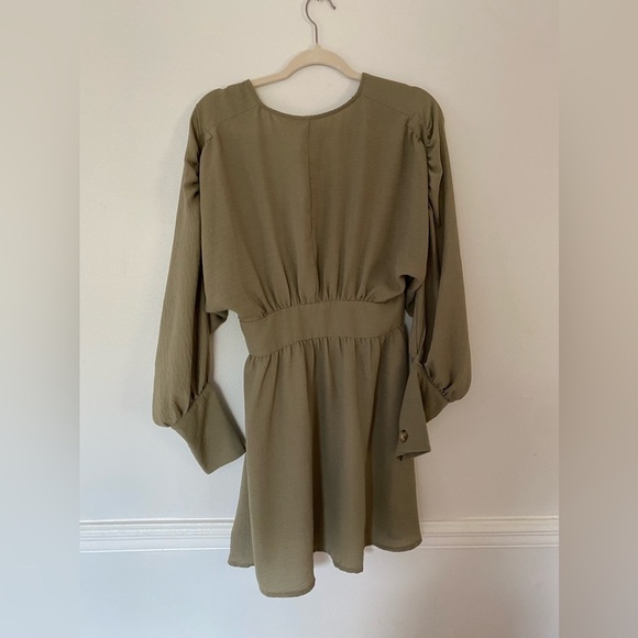 NWTs ASOS Mini Dress Sage Green Above Knee Resort Vaca Yacht Button Summer Boho - Picture 3 of 12